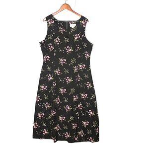 Vintage Studio I Black Pink Floral Dark Whimsy Cottagecore‎ 90s Dress Size 18